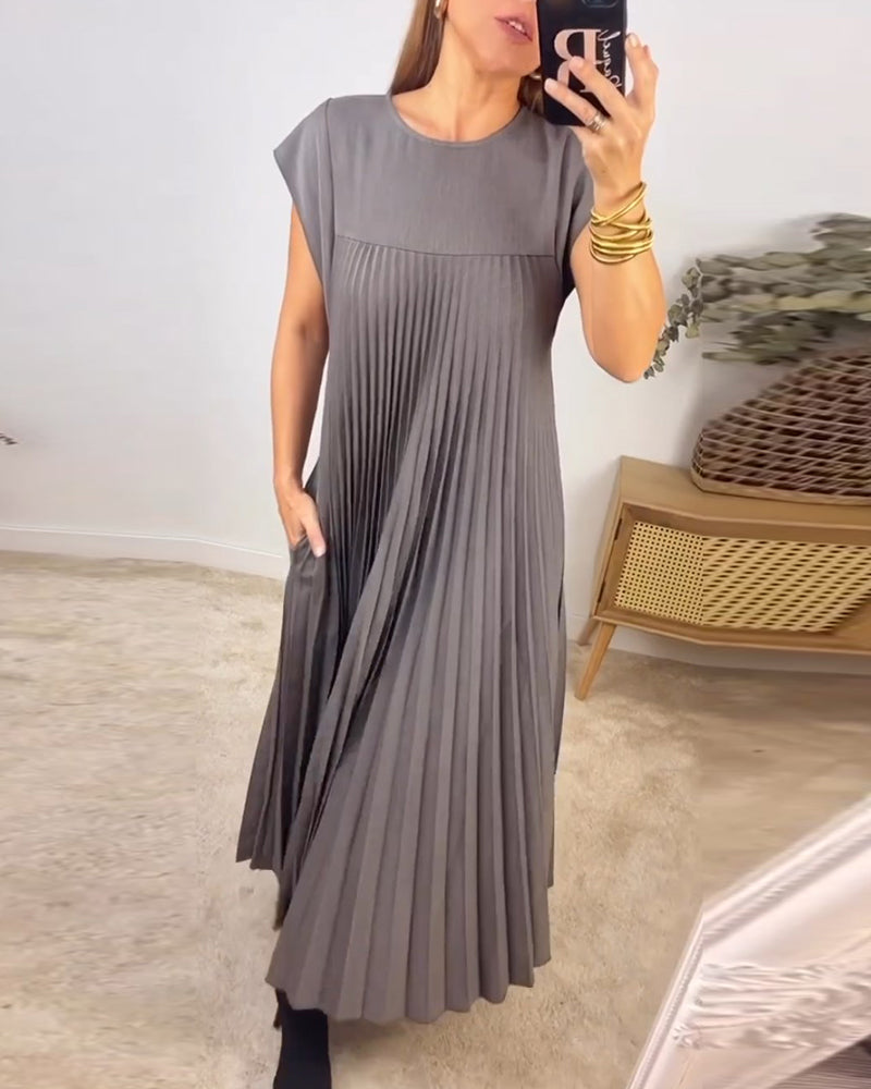 Ruth – Robe Femme Sans Manches Plissée Unie