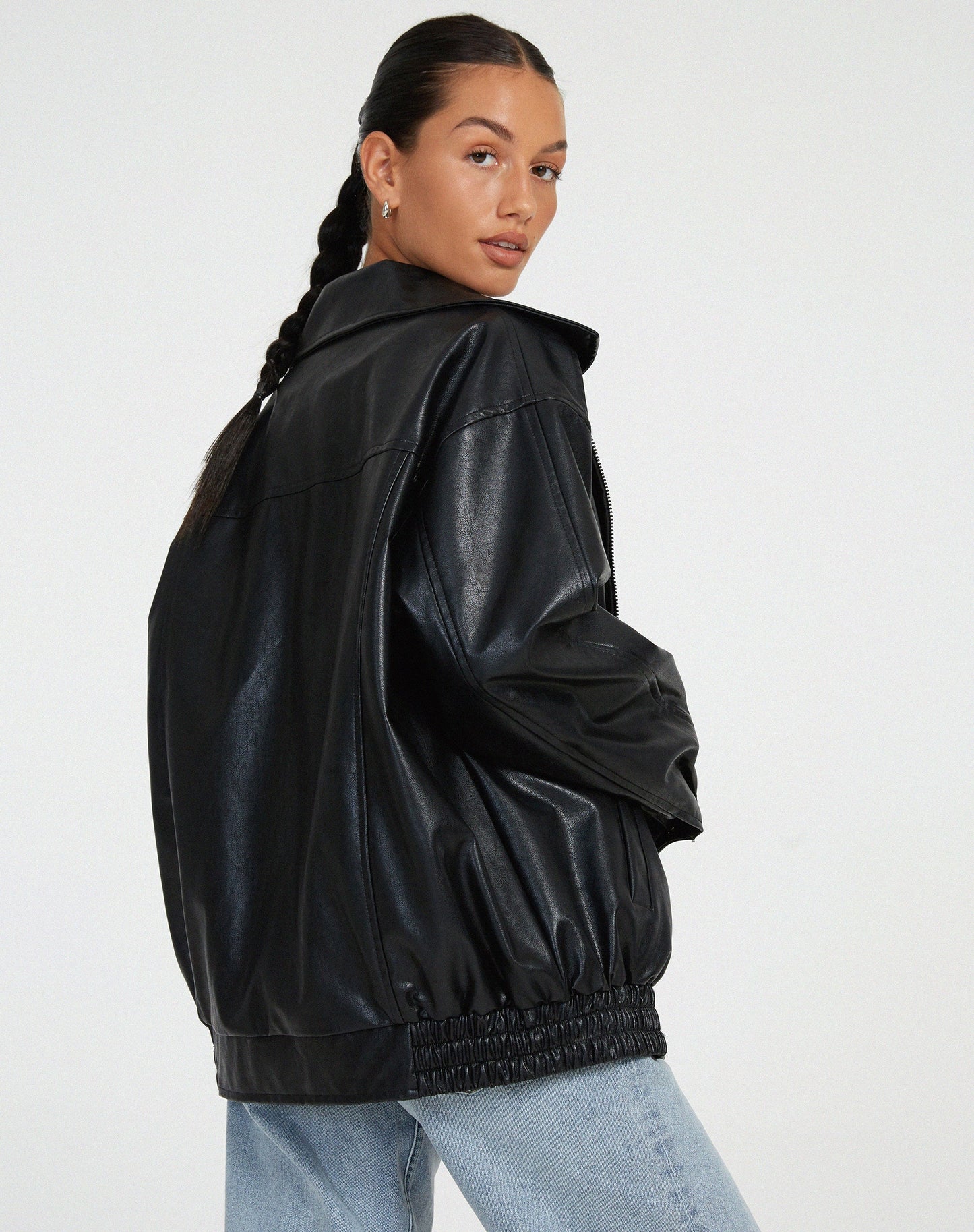 Veste en cuir synthétique oversize pour femme, style décontracté et tendance