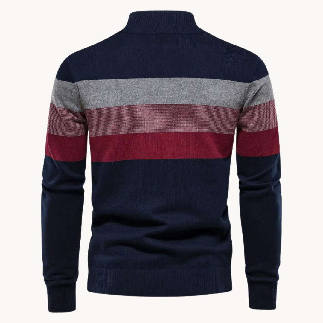 Pull à fermeture éclair quart pour homme – Style rayé chic et polyvalence quotidienne