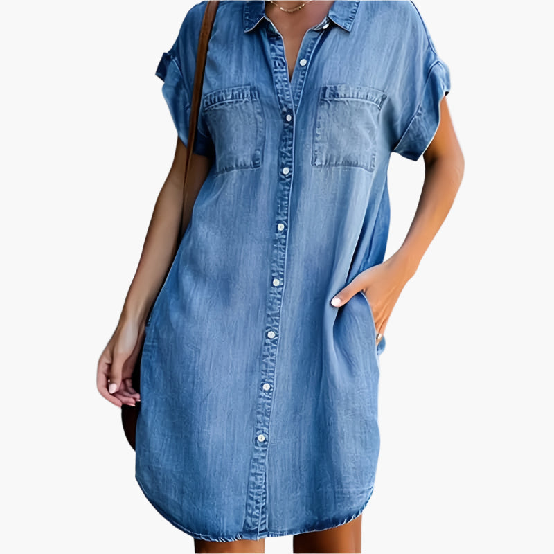Robe Chemise Décontractée Femme Style Denim pour Look Casual et Élégant