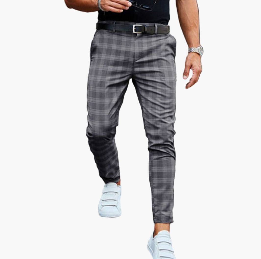 Pantalon chino à carreaux style slim pour homme – Élégance urbaine et confort quotidien