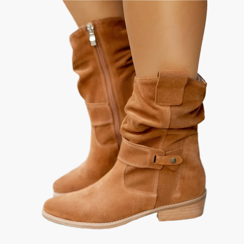 Bottes Femme Style Décontracté à Tige Basse avec Fermeture Éclair - Idéales pour le Quotidien et le Bureau