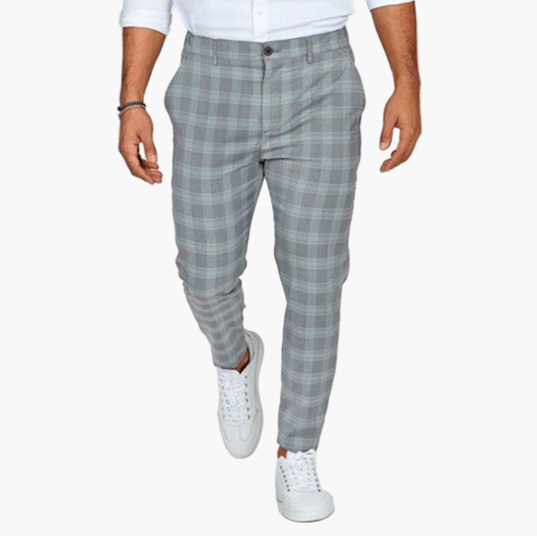 Pantalon chino à carreaux style slim pour homme – Élégance urbaine et confort quotidien