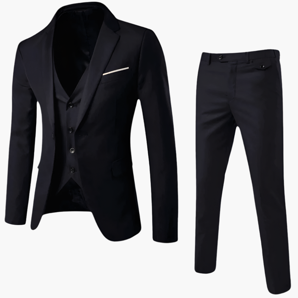 Costume Homme Élégant 3 Pièces avec Gilet – Style Classique pour Mariage et Affaires