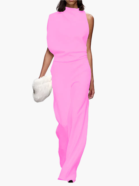 Combinaison élégante sans manches pour femme, style ample, idéale pour bureau ou soirée