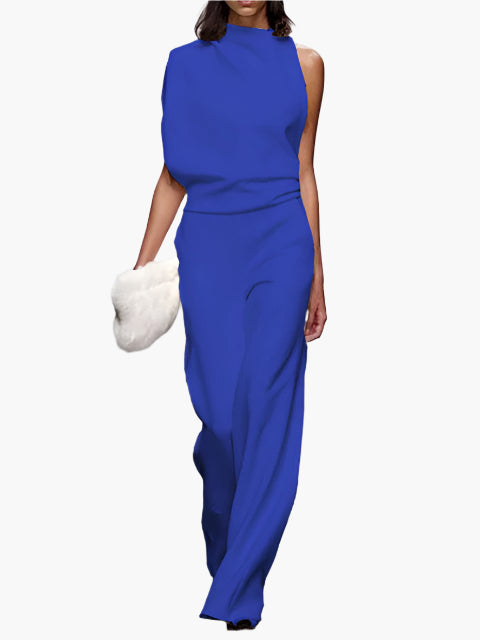 Combinaison élégante sans manches pour femme, style ample, idéale pour bureau ou soirée