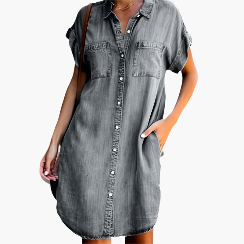 Robe Chemise Décontractée Femme Style Denim pour Look Casual et Élégant