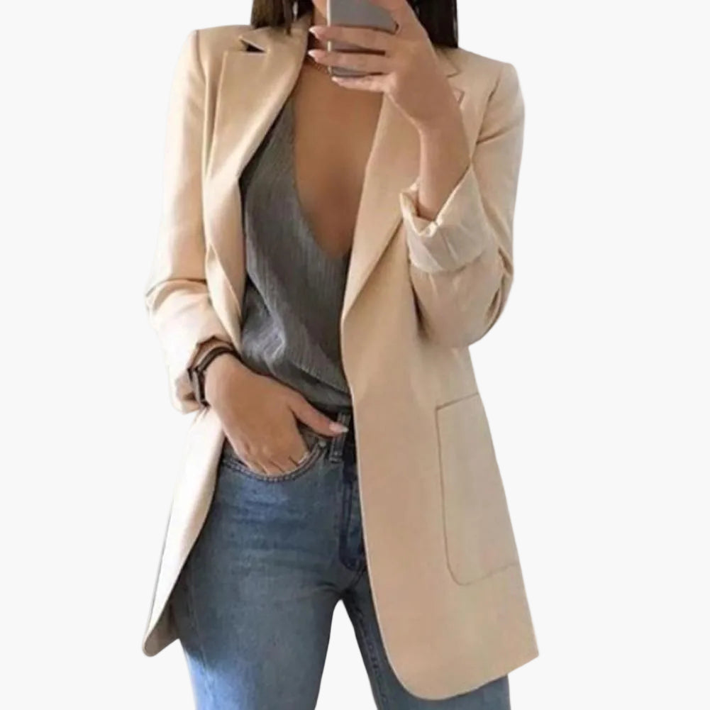 Blazer lungo donna elegante taglio moderno per ufficio e uscite