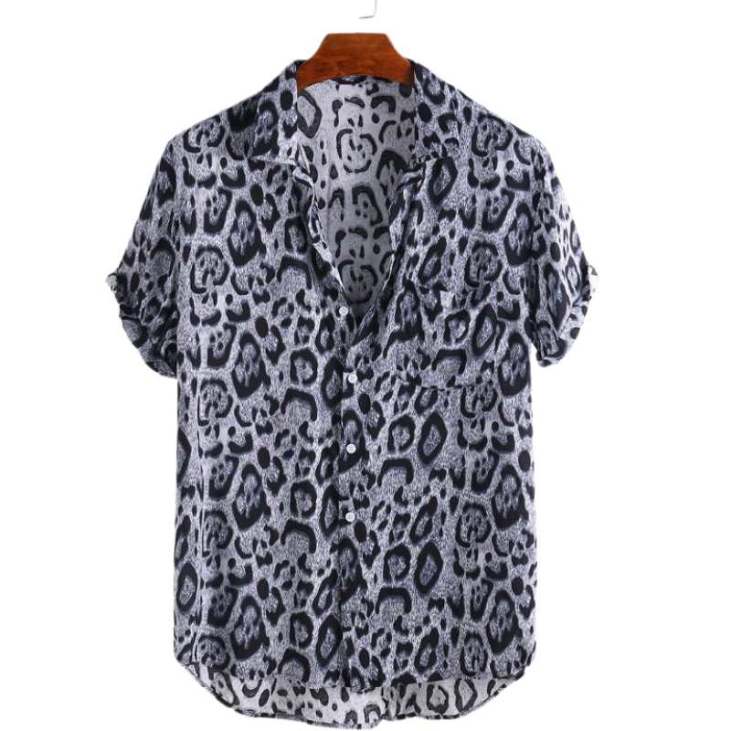 Chemise à Manches Courtes Imprimé Léopard pour Homme