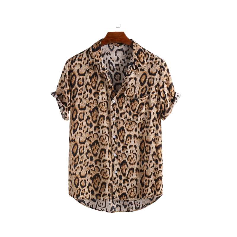 Chemise à Manches Courtes Imprimé Léopard pour Homme