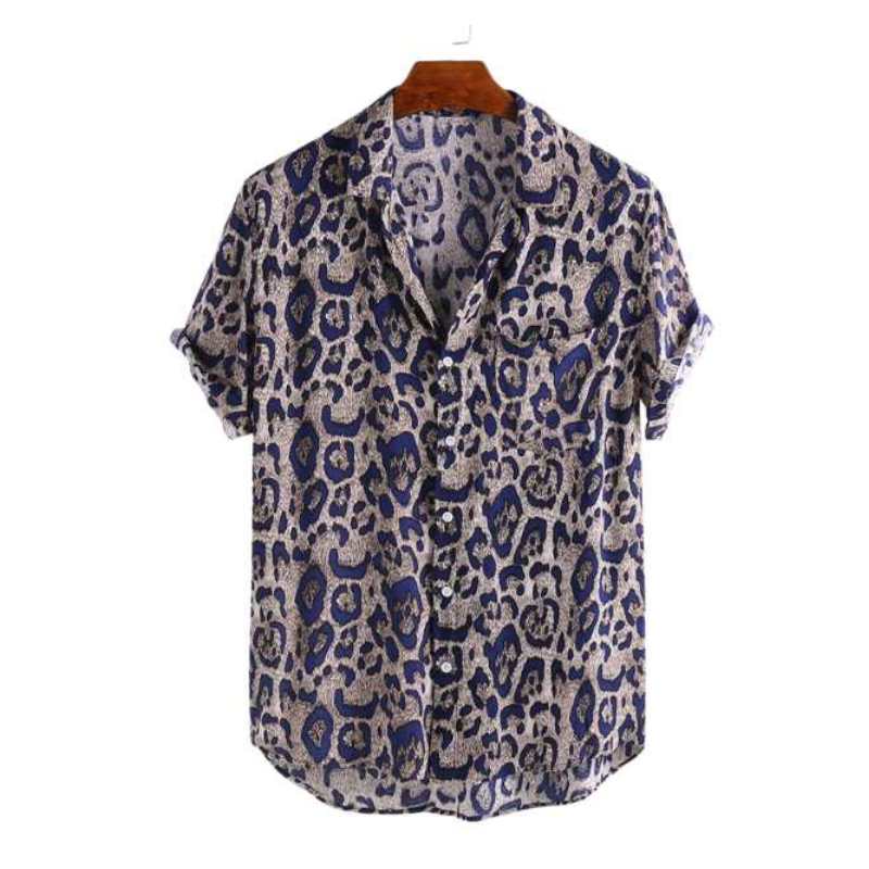 Chemise à Manches Courtes Imprimé Léopard pour Homme
