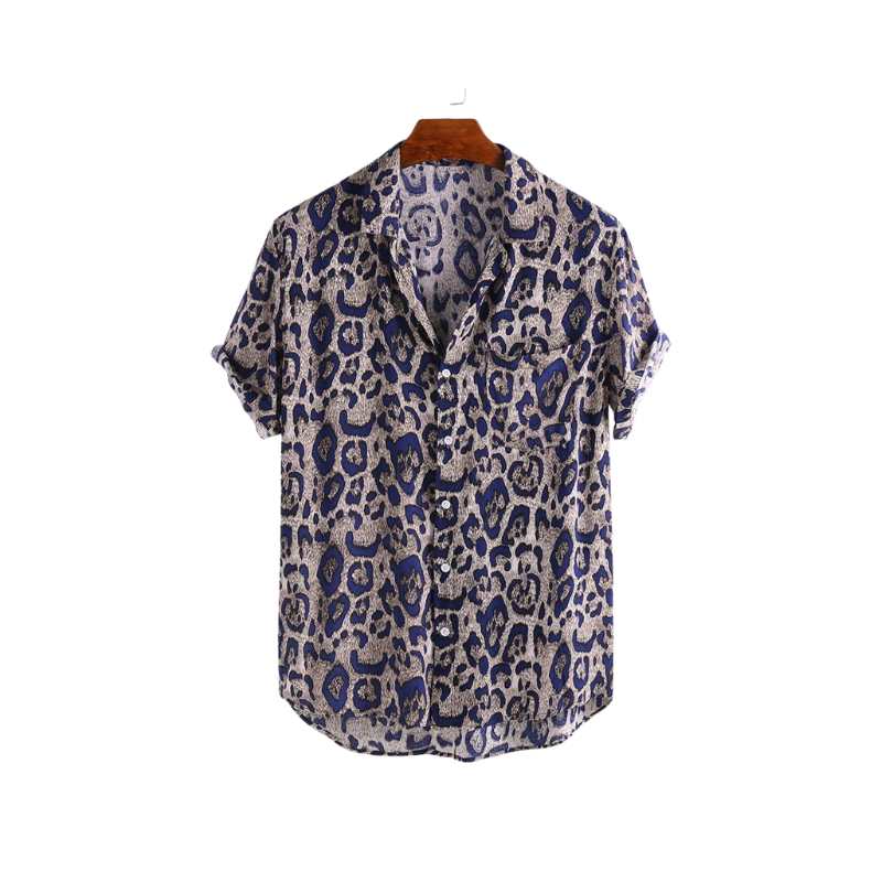 Chemise à Manches Courtes Imprimé Léopard pour Homme