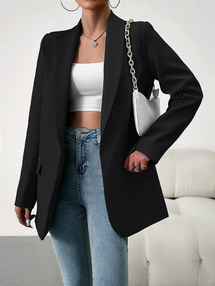 Blazer Ă Manches Longues avec Col Lapel
