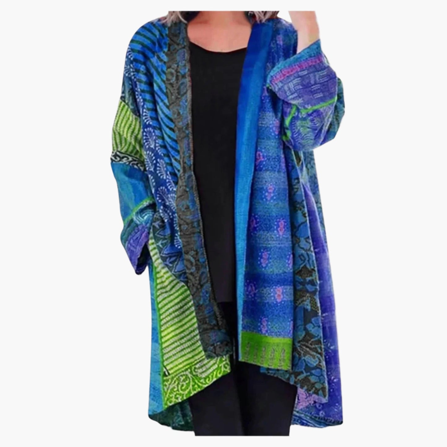 Manteau kimono bohème ample pour femme, style artistique chic, idéal toute saison