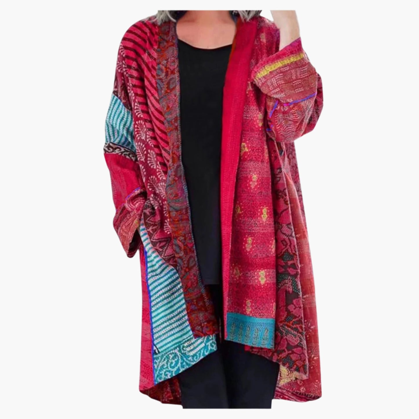 Manteau kimono bohème ample pour femme, style artistique chic, idéal toute saison