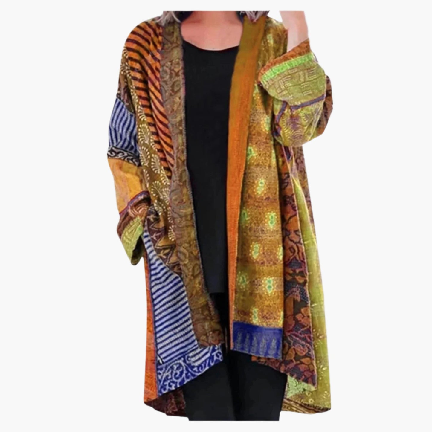 Manteau kimono bohème ample pour femme, style artistique chic, idéal toute saison