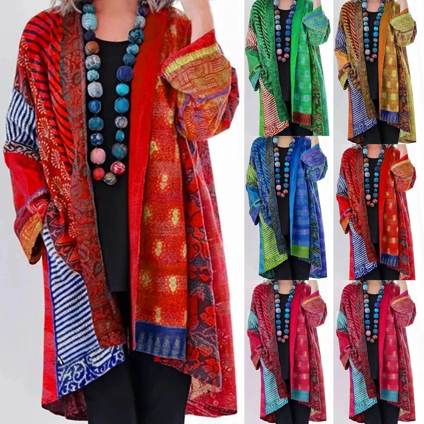 Manteau kimono bohème ample pour femme, style artistique chic, idéal toute saison