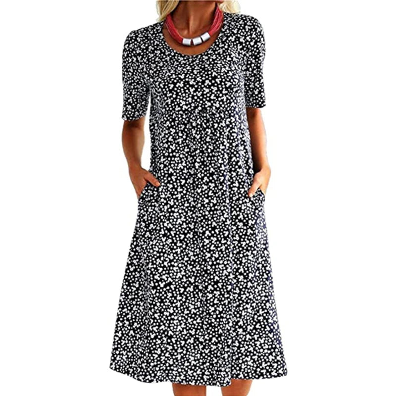 Robe en Coton à Encolure Dégagée pour Femme