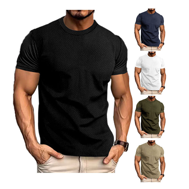T-shirt décontracté texturé pour homme coupe ajustée style urbain