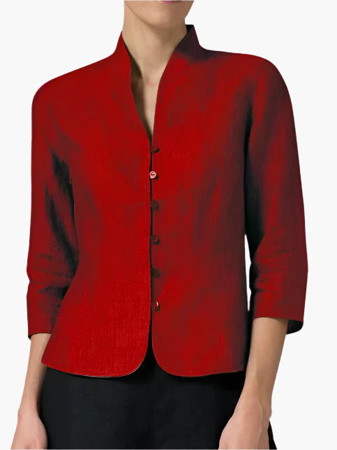 Veste Femme Élégante Style Mandarin Polyvalente pour Bureau et Occasions Formelles