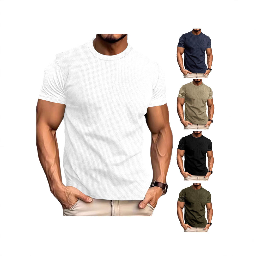 T-shirt décontracté texturé pour homme coupe ajustée style urbain