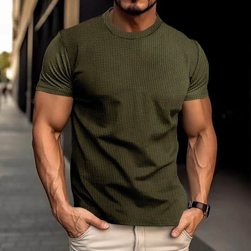 T-shirt décontracté texturé pour homme coupe ajustée style urbain