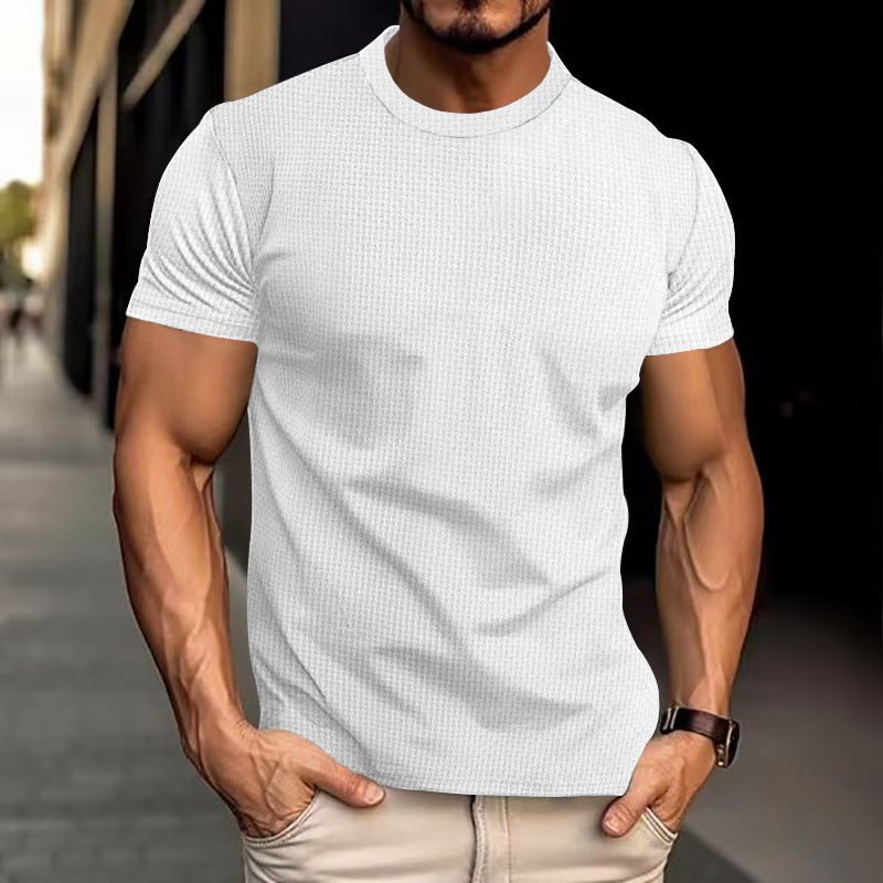 T-shirt décontracté texturé pour homme coupe ajustée style urbain
