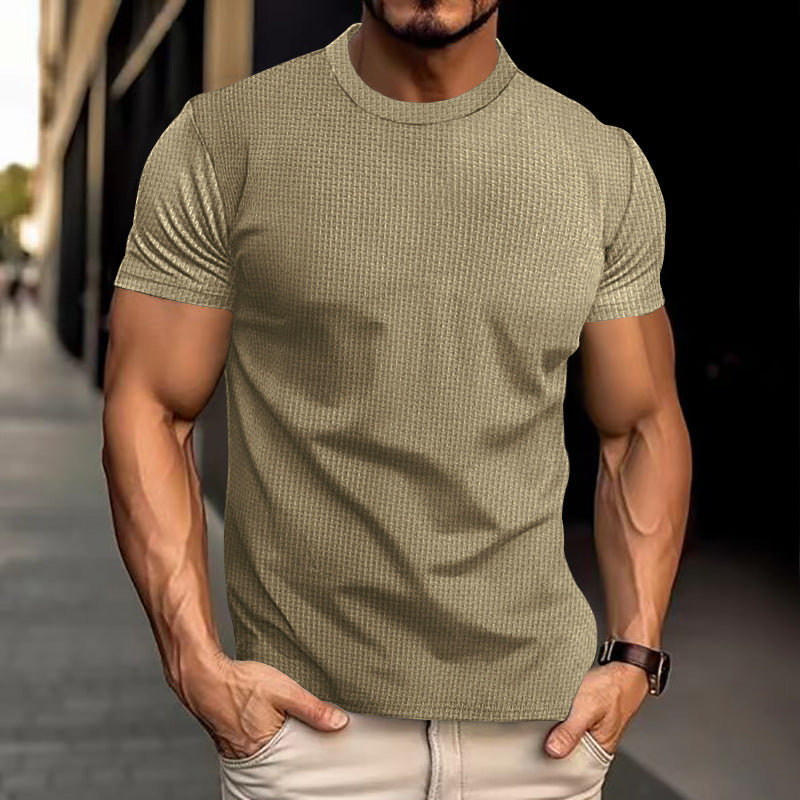 T-shirt décontracté texturé pour homme coupe ajustée style urbain