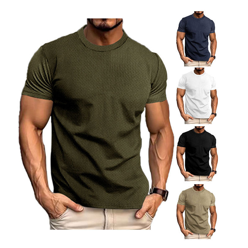 T-shirt décontracté texturé pour homme coupe ajustée style urbain