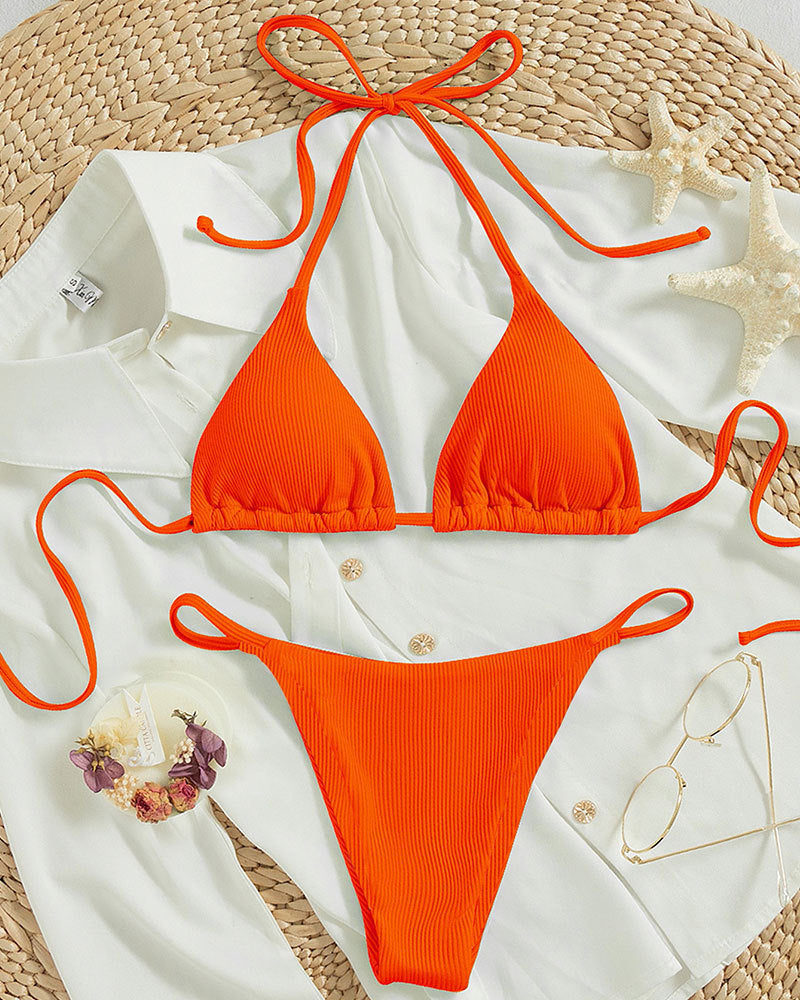 Leah – Maillot de bain bikini à nouer uni