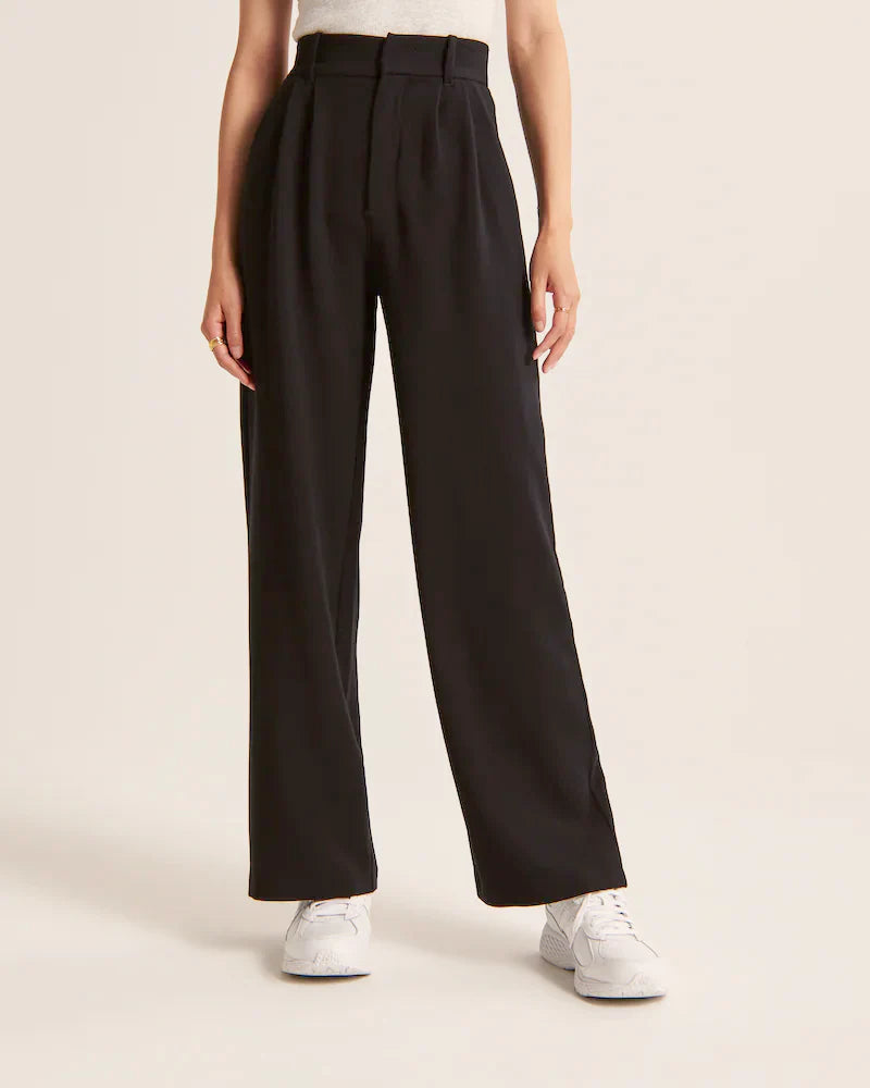 Pantalon ajusté à jambes larges