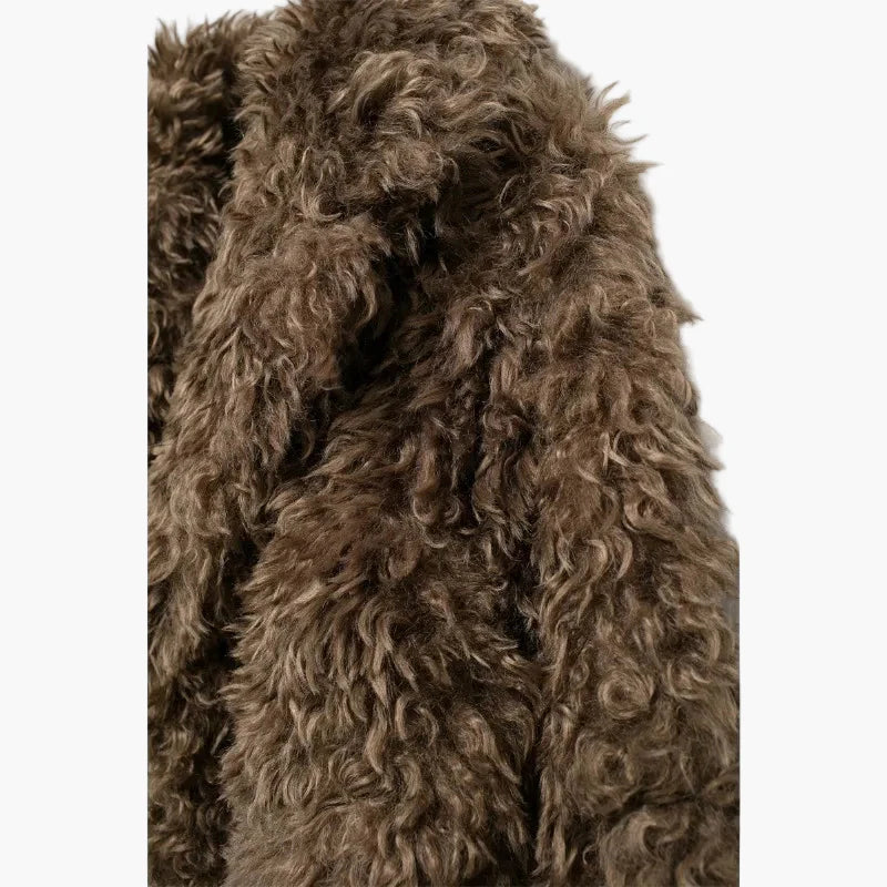 Manteau femme style vintage fausse fourrure aspect mouton tendance hiver