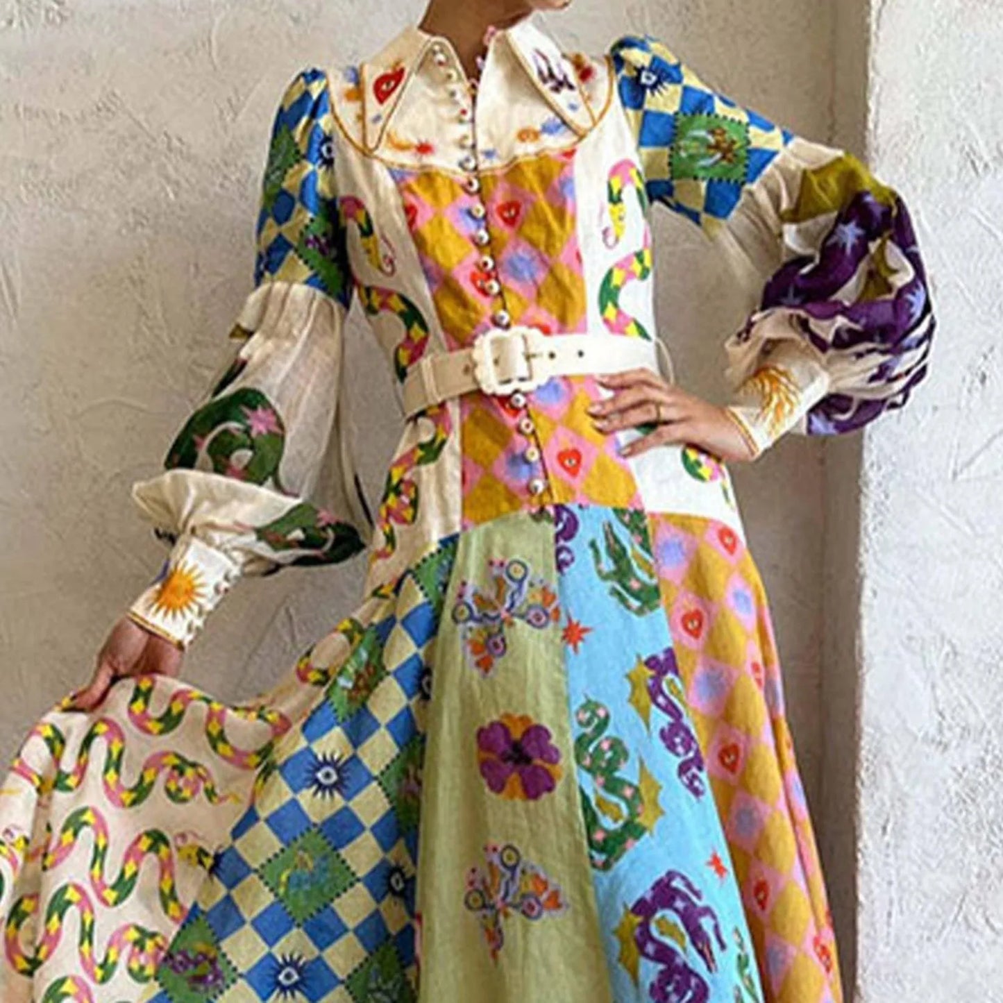 Julia – Robe Maxi Bohème à Boutons