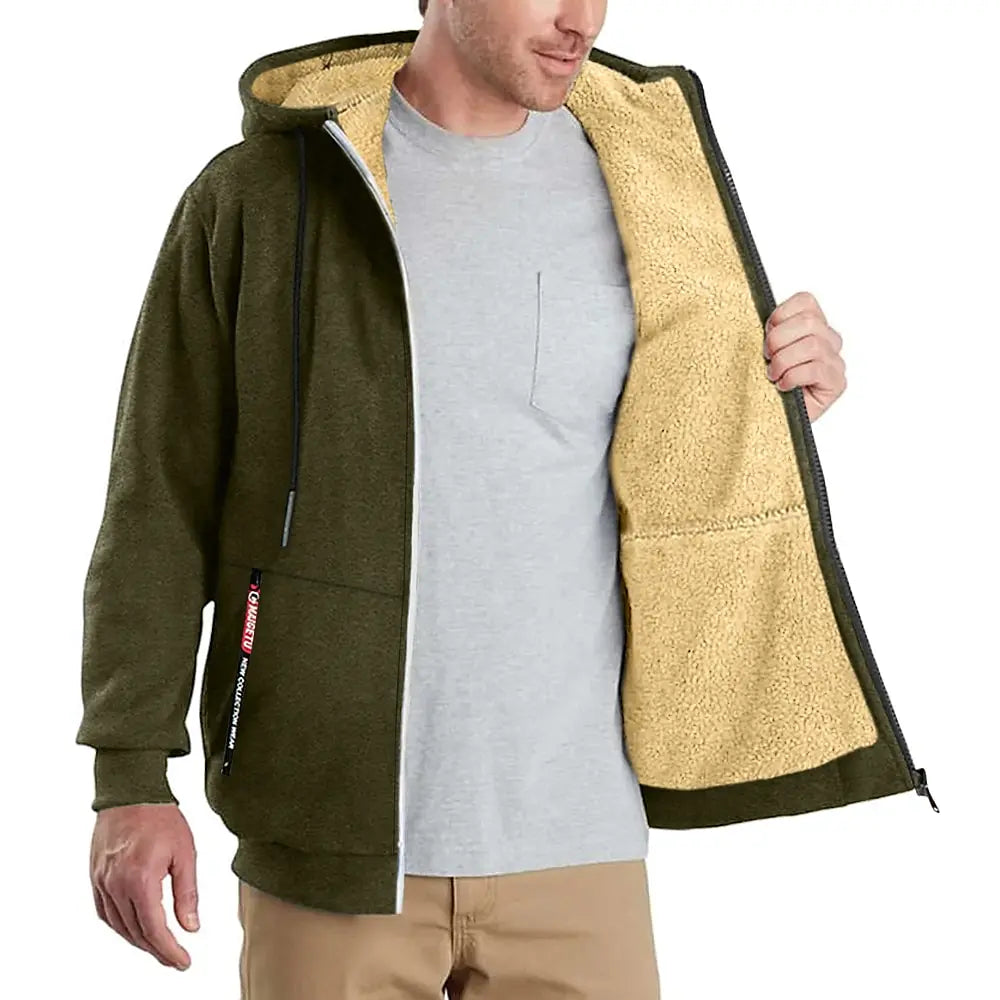Derek – Sweat à Capuche Zippé Doublé Sherpa pour Homme
