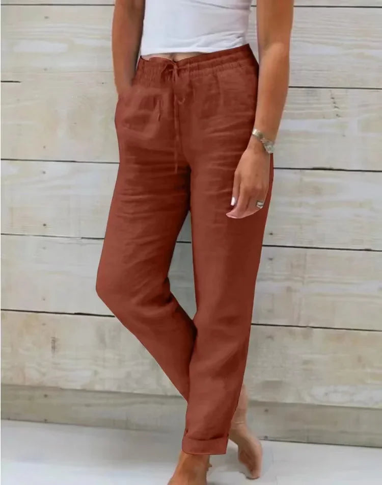 Jessie – Pantalon en Coton-Taille Haute d'Été pour Femmes