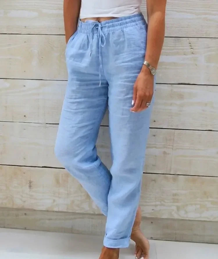 Jessie – Pantalon en Coton-Taille Haute d'Été pour Femmes