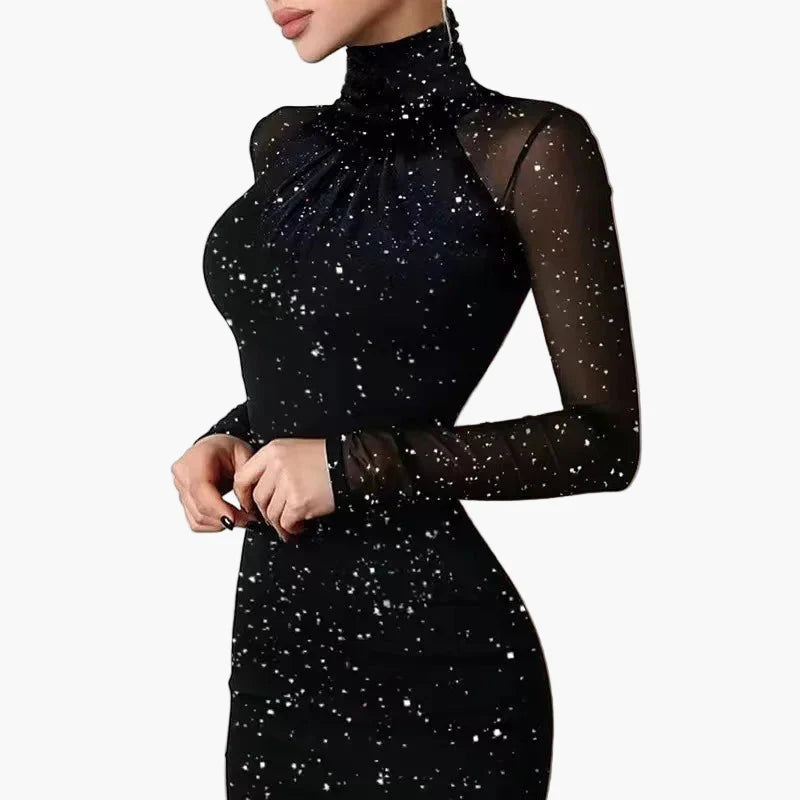 Robe de soirée moulante à manches longues pour femme, style glamour et chic