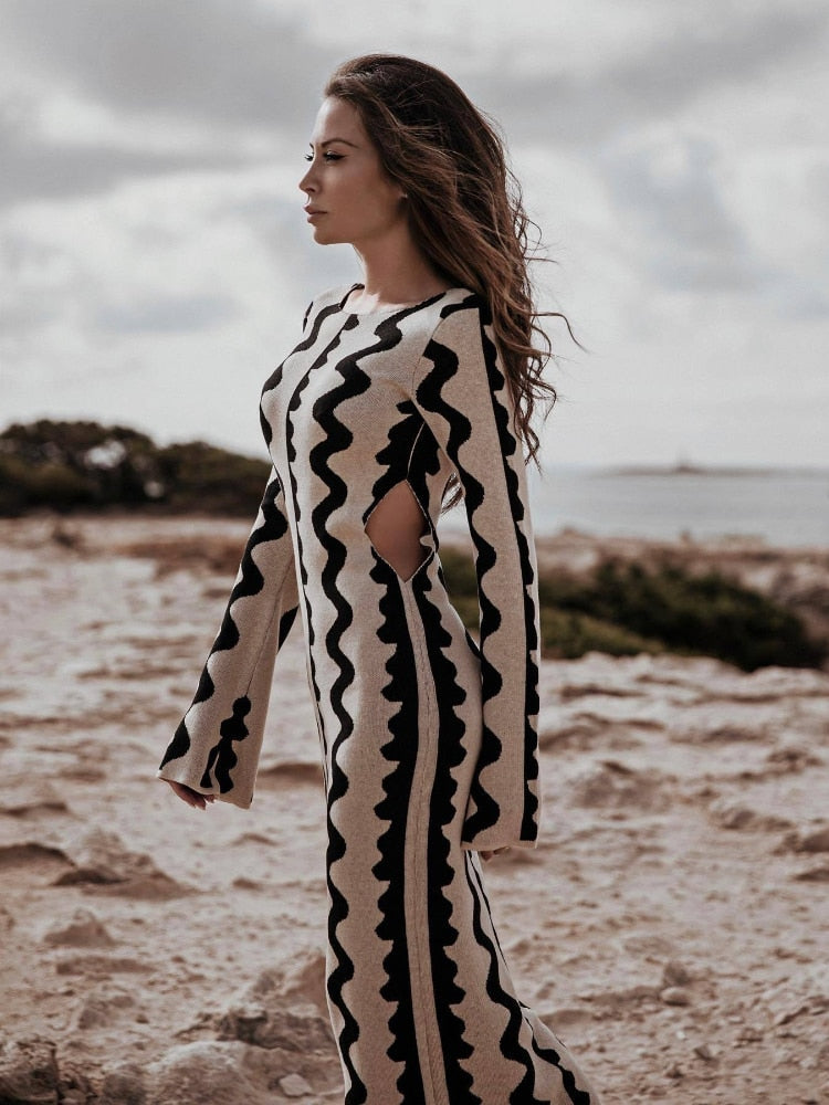 Juliette - Robe Longue en Maille à Manches Longues
