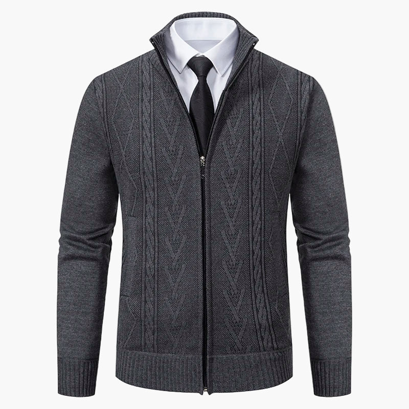 Gilet zippé homme style élégant à motif torsadé – Idéal pour affaires et sorties décontractées