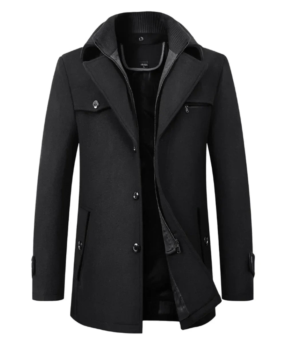 Giles – Manteau Homme en Laine Mélangée à Double Col