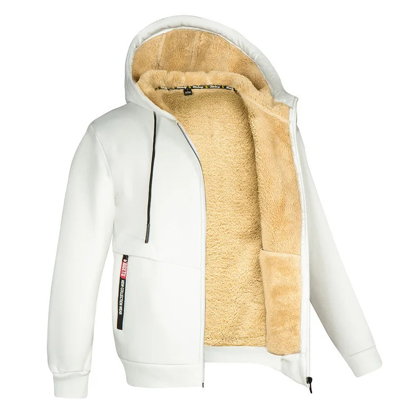 Derek – Sweat à Capuche Zippé Doublé Sherpa pour Homme