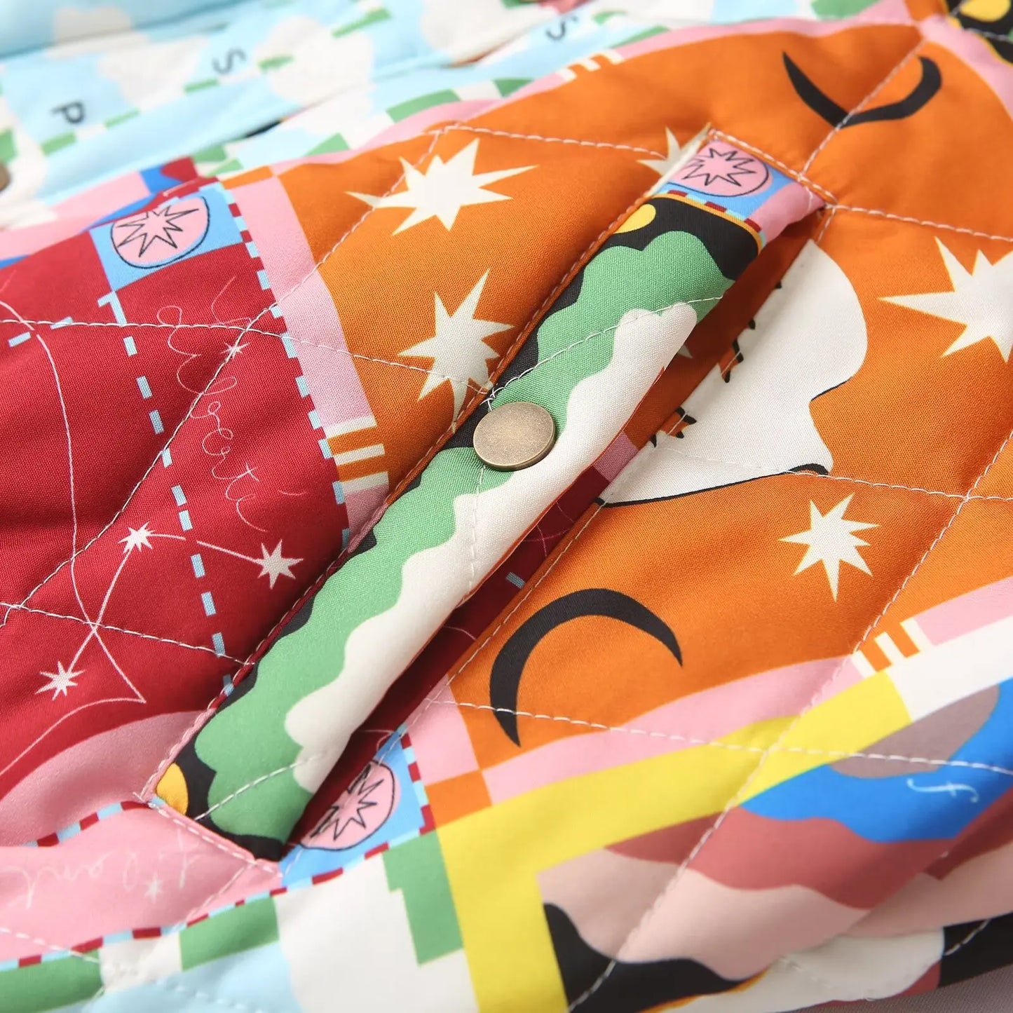 Veste matelassée patchwork style bohème pour femme - Mode urbaine et originale