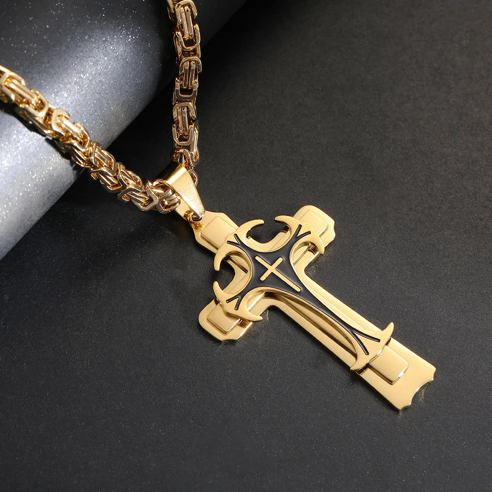 Adrian – Pendentif Croix Byzantine en Or pour Hommes