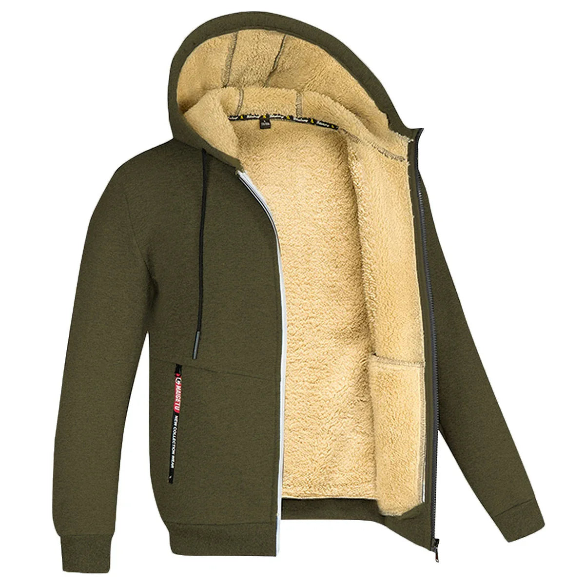 Derek – Sweat à Capuche Zippé Doublé Sherpa pour Homme