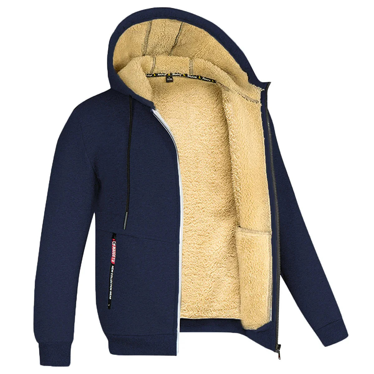 Derek – Sweat à Capuche Zippé Doublé Sherpa pour Homme