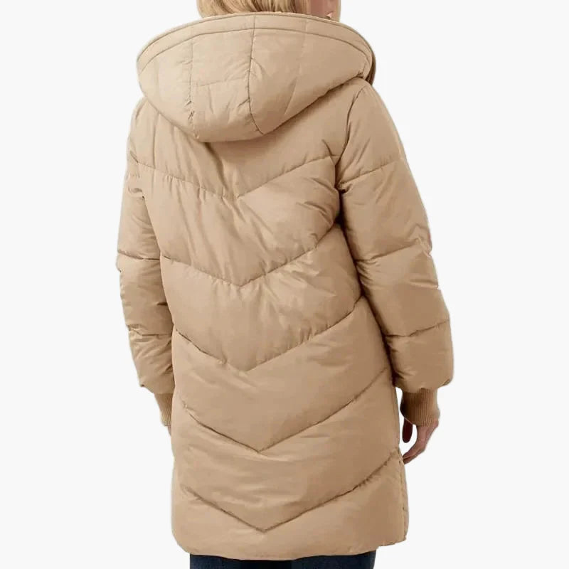 Manteau long matelassé à capuche pour femme – Style hivernal décontracté et élégant