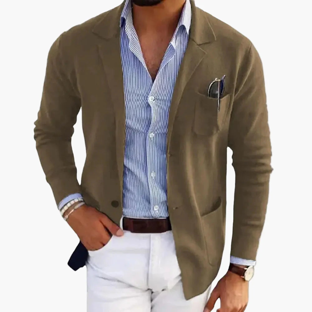 Veste Blazer Homme Élégant Décontracté à Revers, Manches Longues, Style Affaires et Casual
