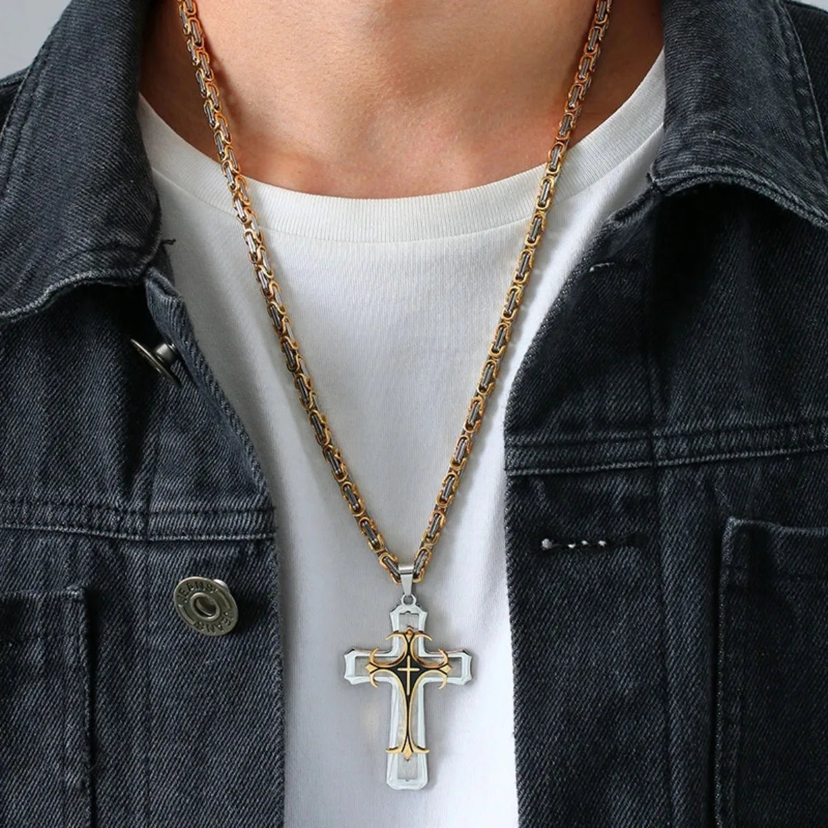 Adrian – Pendentif Croix Byzantine en Or pour Hommes
