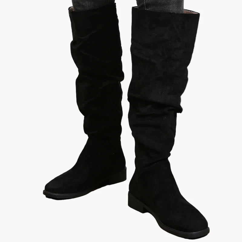 Bottes hautes décontractées pour femme style slouchy à talon plat
