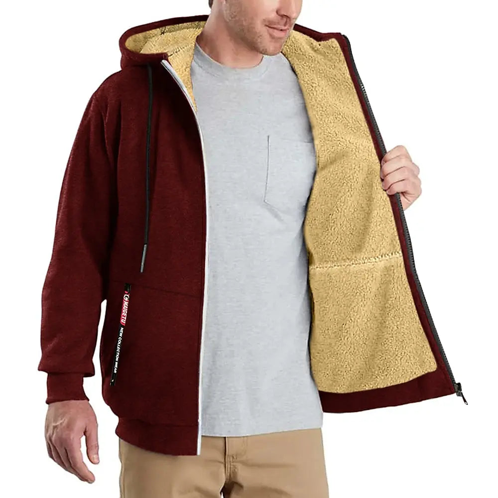Derek – Sweat à Capuche Zippé Doublé Sherpa pour Homme